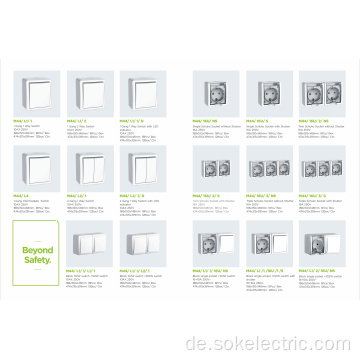 New Design 1 Gang Wandschaltertafel mit weißen elektrischen Schaltern mit Zwischenlicht